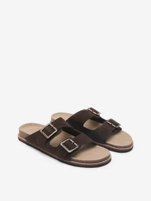 SOLEPLAY Brown Dual Strap Slip-On Sandals