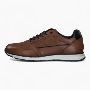 S.Oliver Men's Cognac Leather Lace-Up Shoes with Soft Foam