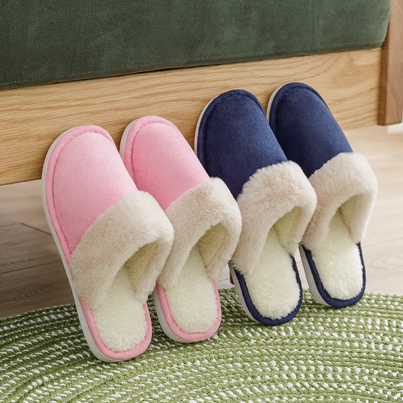 Warm cotton slippers with thick soles at home - Women's shoes