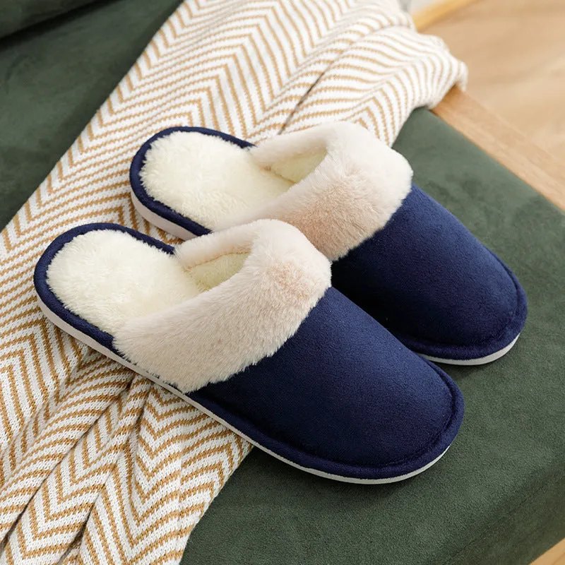 Warm cotton slippers with thick soles at home - Women's shoes