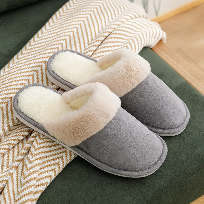 Warm cotton slippers with thick soles at home - Women's shoes