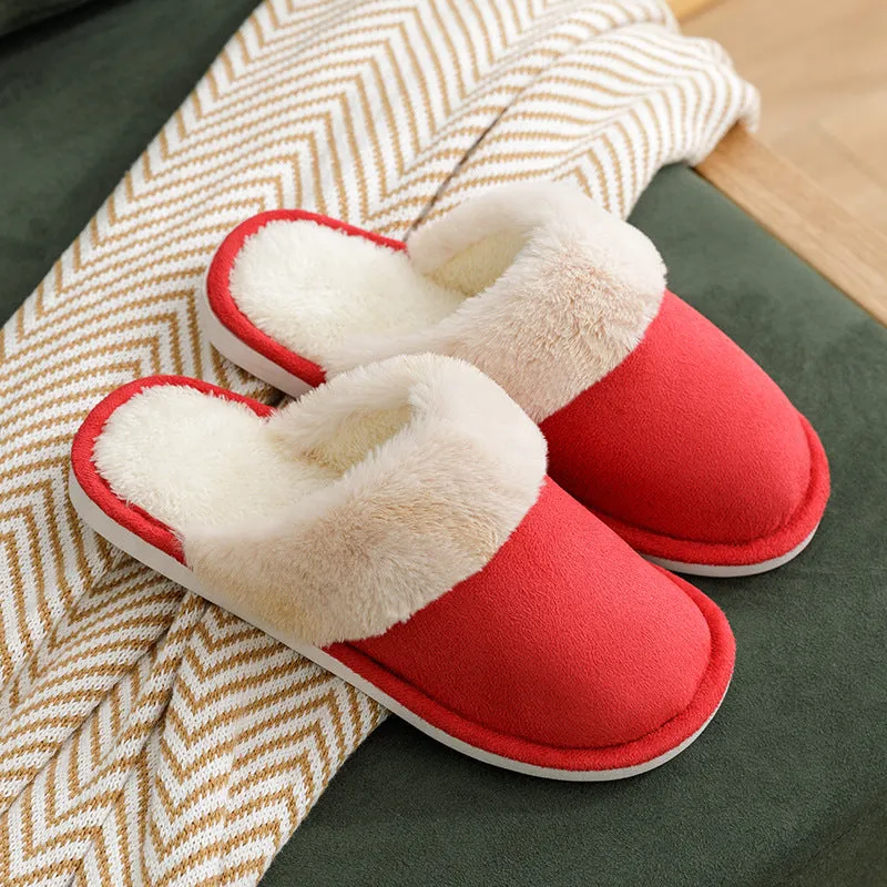 Warm cotton slippers with thick soles at home - Women's shoes