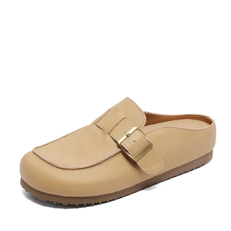 Women Minimalist Soft Leather Casual Mules