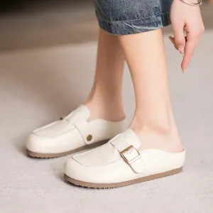 Women Minimalist Soft Leather Casual Mules