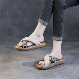 Women Soft Leather Stylish Casual Slides